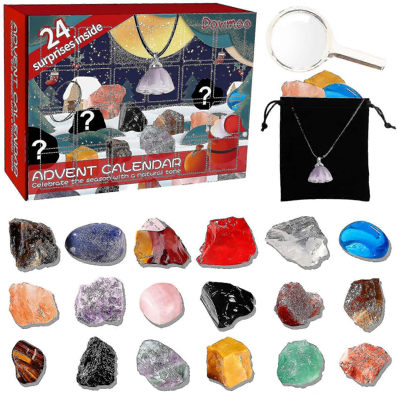 2023 Advent Calendar 2022 Crystals For Kids With 24 Days Natural Crystal Gemstone Stone Minerals &amp; Fossils Christmas Countdown Calendar Rock Colle