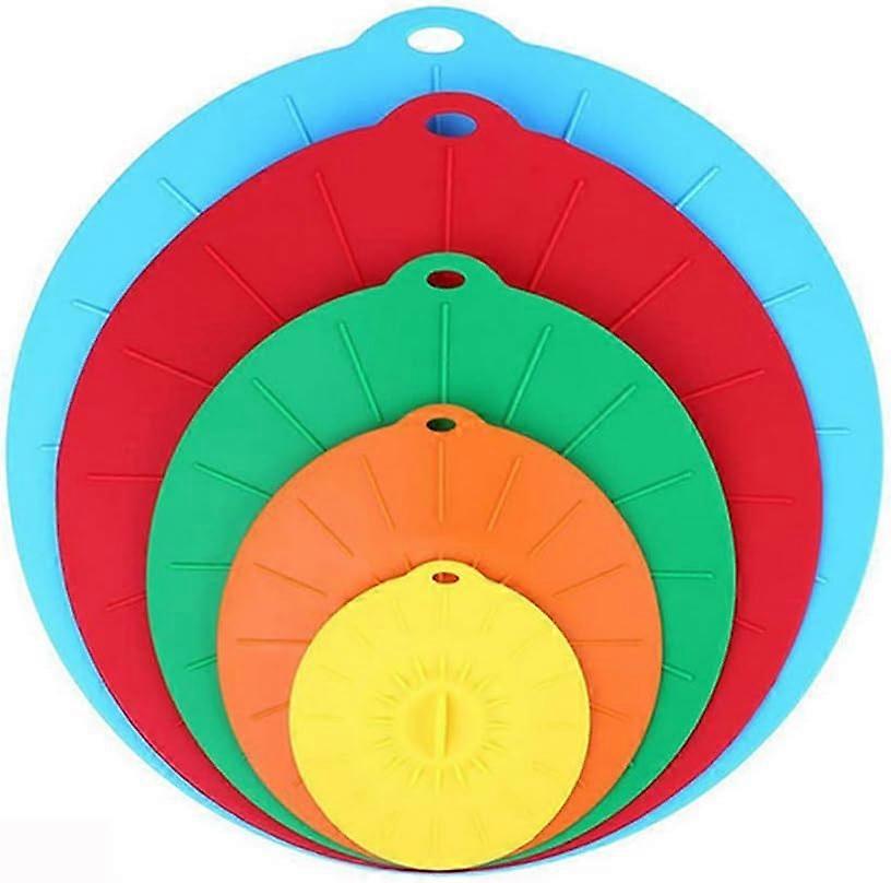 Silicone Suction Lids, Reusable Silicone Dustproof Heat-Resistant Cover, Fit Any Round Container Flat Rim - 5 Sizes