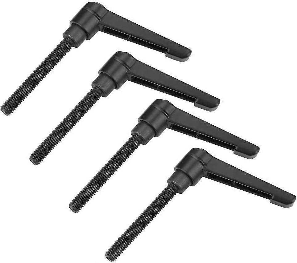4pcs Clamp Lever Handle, Adjustable M8 Stainless Steel Male Thread Handle Machine Grips, Black (40MM)