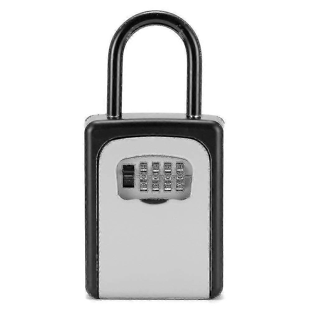 Outdoor 4 Digit Combination Wall / Handle Mounted Key Safe Lock Box - Black/grey-e