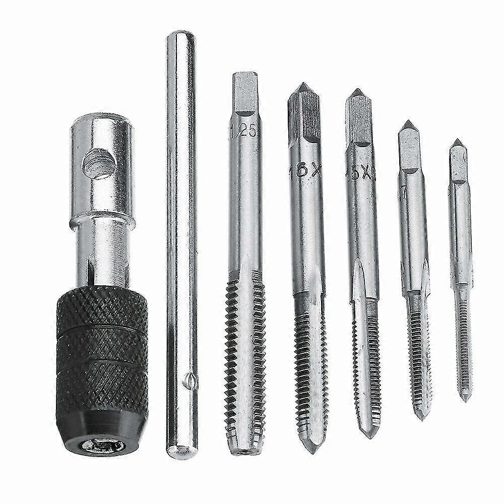 5pcs metric hand straight flute taps assortment m3 m4 m5 m6 m8 with 1pc adjustable wrench