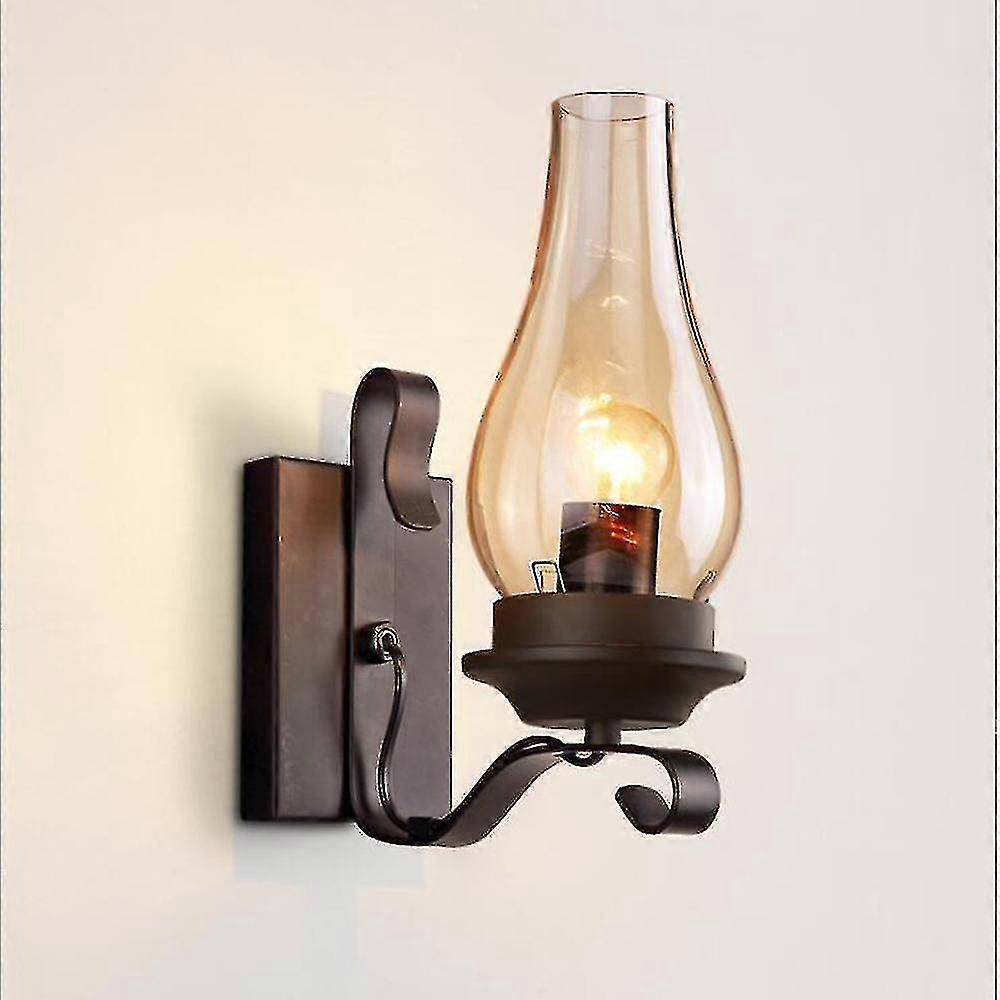 Retro Led Eski Moda Gazyağı Lambası Metal Duvar Işığı L Restoran Koridor Bar Aydınlatma Armatürü