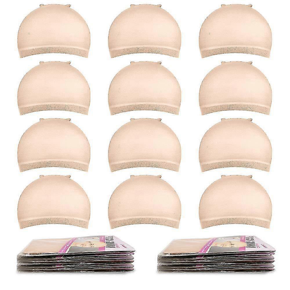 Wig Caps 20 Pieces Elastic Nylon Wig Caps Wig Socks Cap Women's Wig Cap Men-Light Brown