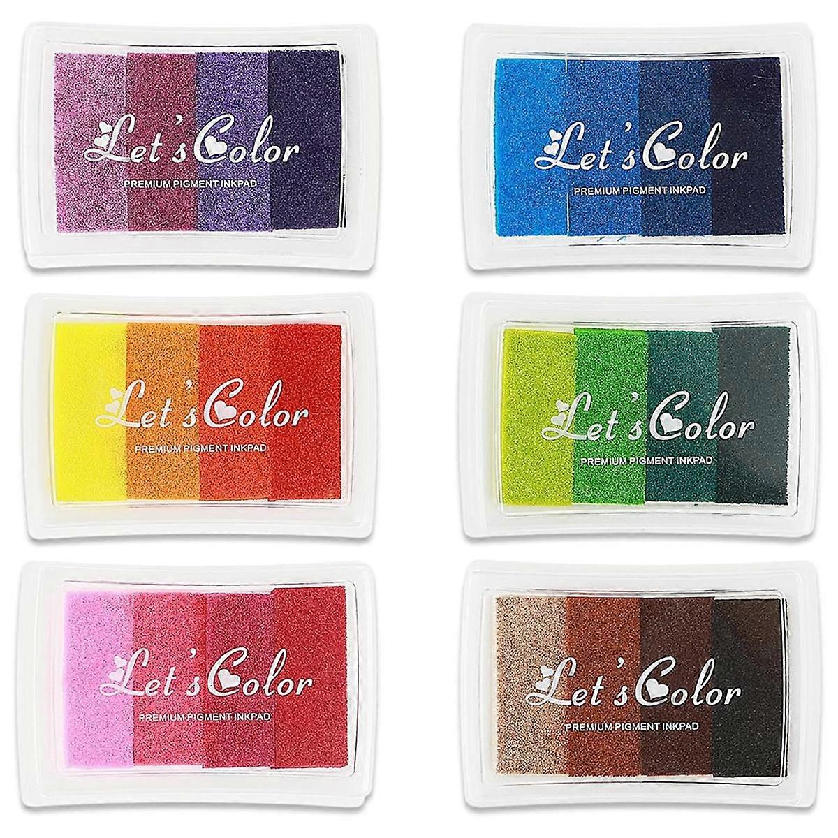 24 Colors Stamp Ink Pads 6Pcs Washable Craft Ink Pads Finger Print Scrapbook Fingerprints Ink Pads