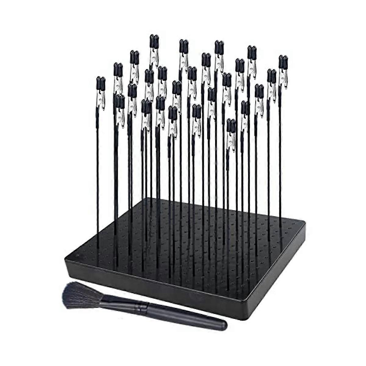 Model Painting Stand Base (19 x 14 Holes) and 26PCS Alligator Clip Sticks Set Modeling Tools (7.87