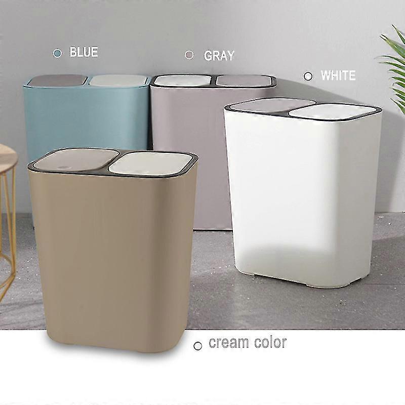 Trash Can Rectangle Plastic Push-button Dual Compartment 12liter Recycling Waste Bin Garbage Can