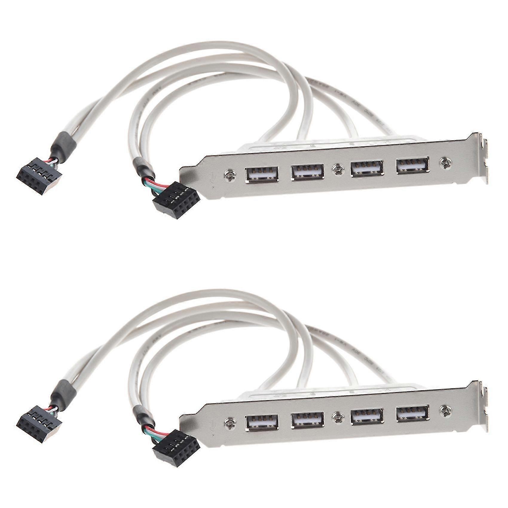 2x Placa base de 4 puertos USB 2.0 a 9 pines Header Bracket Extension Cable