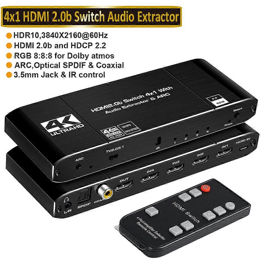 Redkid 2021 HDMI Audio Extractor 4K HDMI SPDIF Converter 5.1 HDMI to HDMI to RCA Splitter Optic TOSL