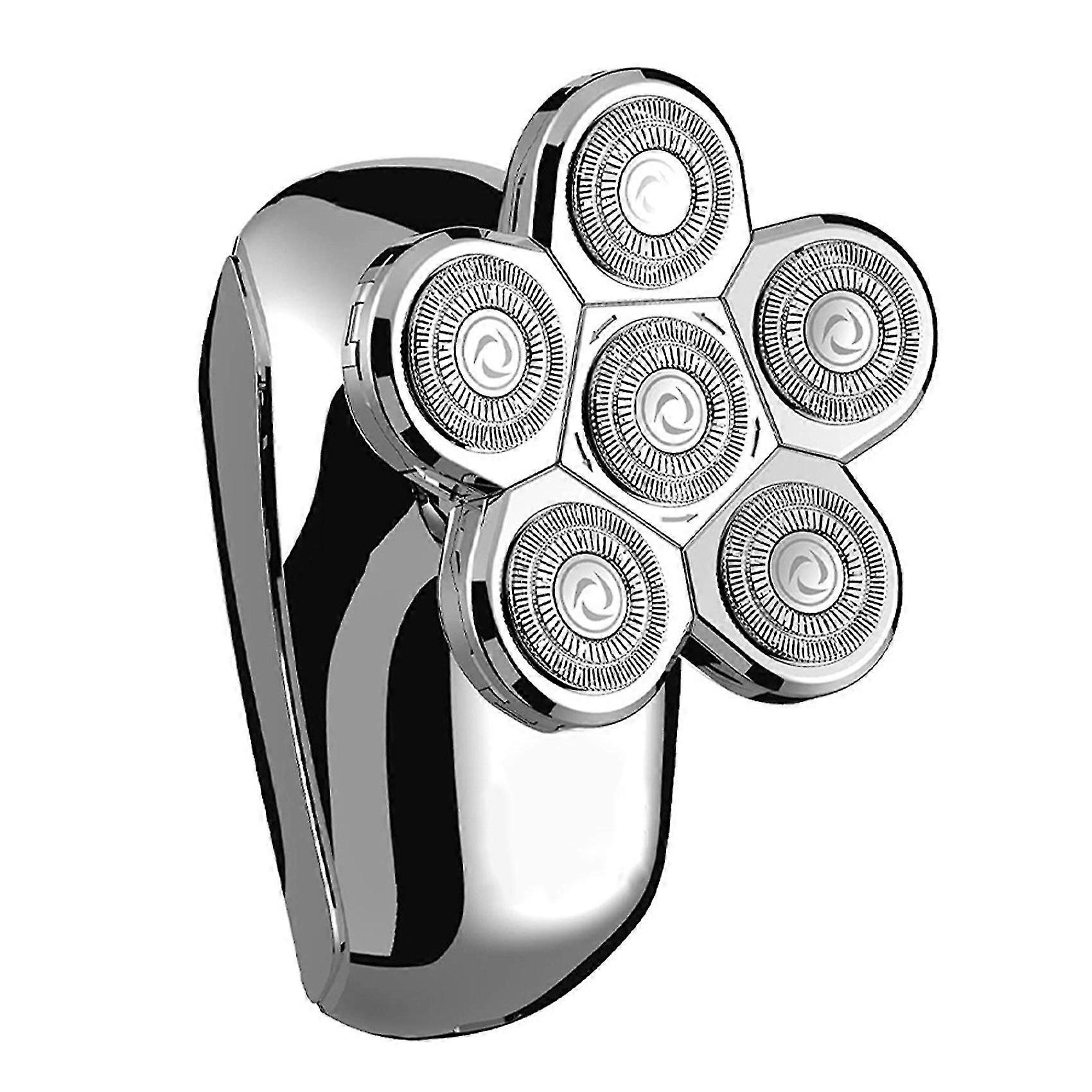 Electric Shaver Upgrade 5-In-1 Wireless LED IPX7 Waterproof Dry & Wet Rotating with Beard Scissors