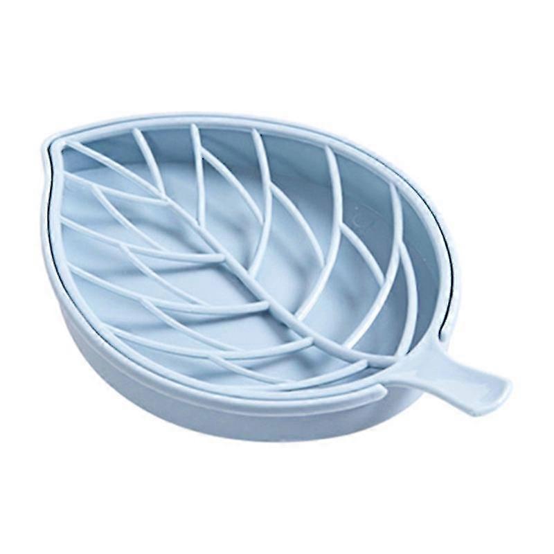 Soap Dish Blue Creative Leaf Shape Double Layer Soap Dish Colorful Non-slip Soap Box