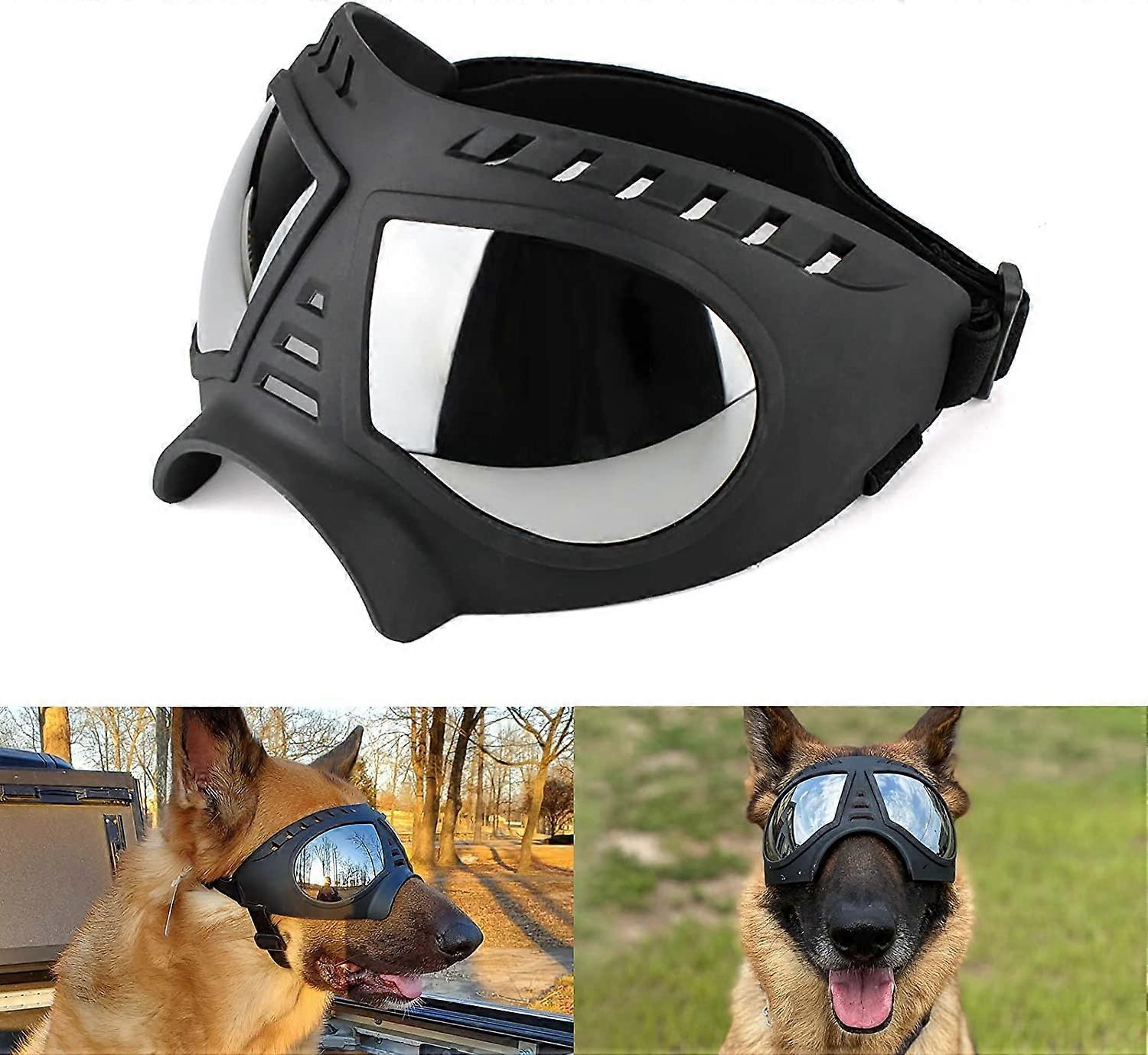 Lunettes pour chien anti-UV imperméable coupe-vent réglable lunettes de soleil pour chien de mode pour chiens moyens/grands-noir
