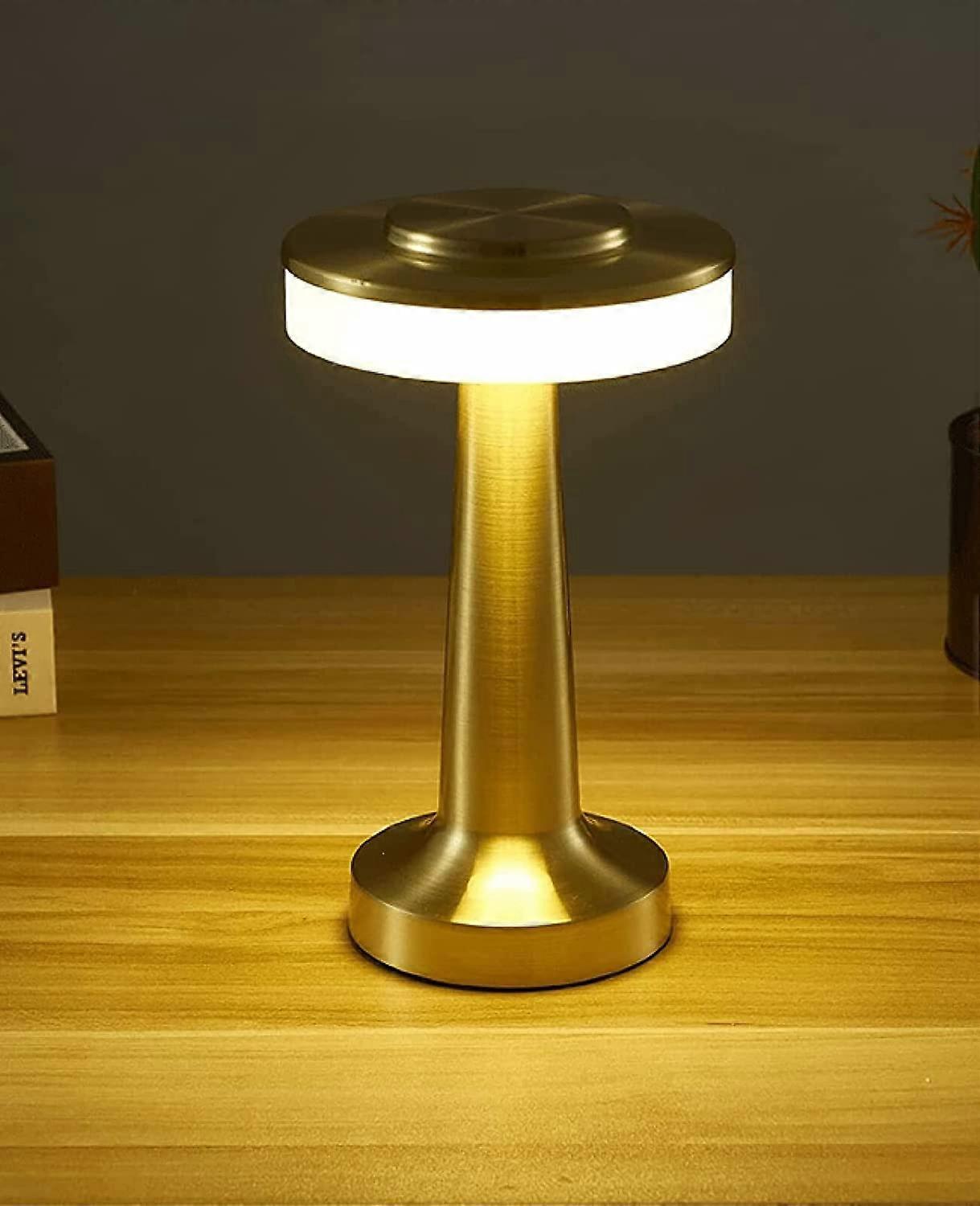 Portable LED Table Lamp, Wireless Rechargeable Touch Control Night Light for Bar Restaurant Cafe Bedroom Bedside Lamp,gold