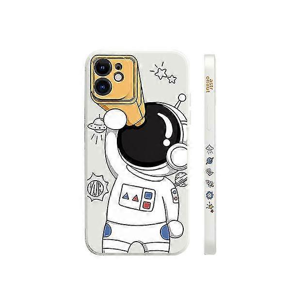Case For Iphone 13 Astronauts Pattern Shockproof Soft Liquid Silicone Case