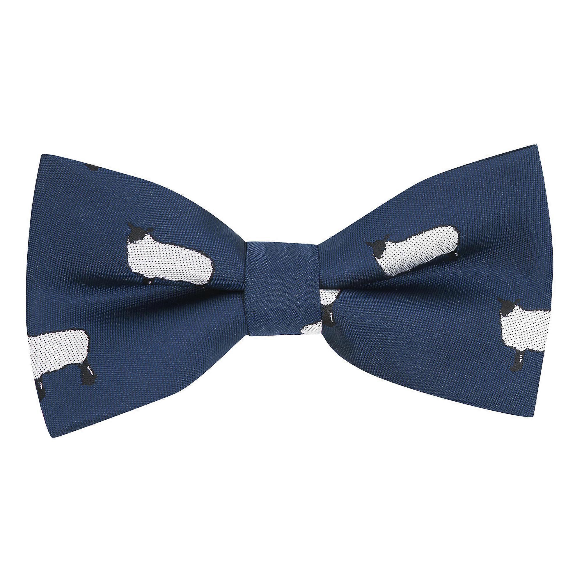 Navy Blue Sheep Embroidered Bow Tie