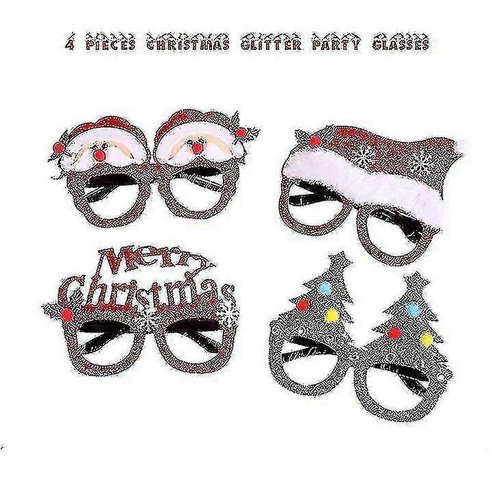 4個クリスマスメガネフレームとヘッドバンドかわいいヘアフープ装飾アクセサリークリスマスパーティー用ギフトセット