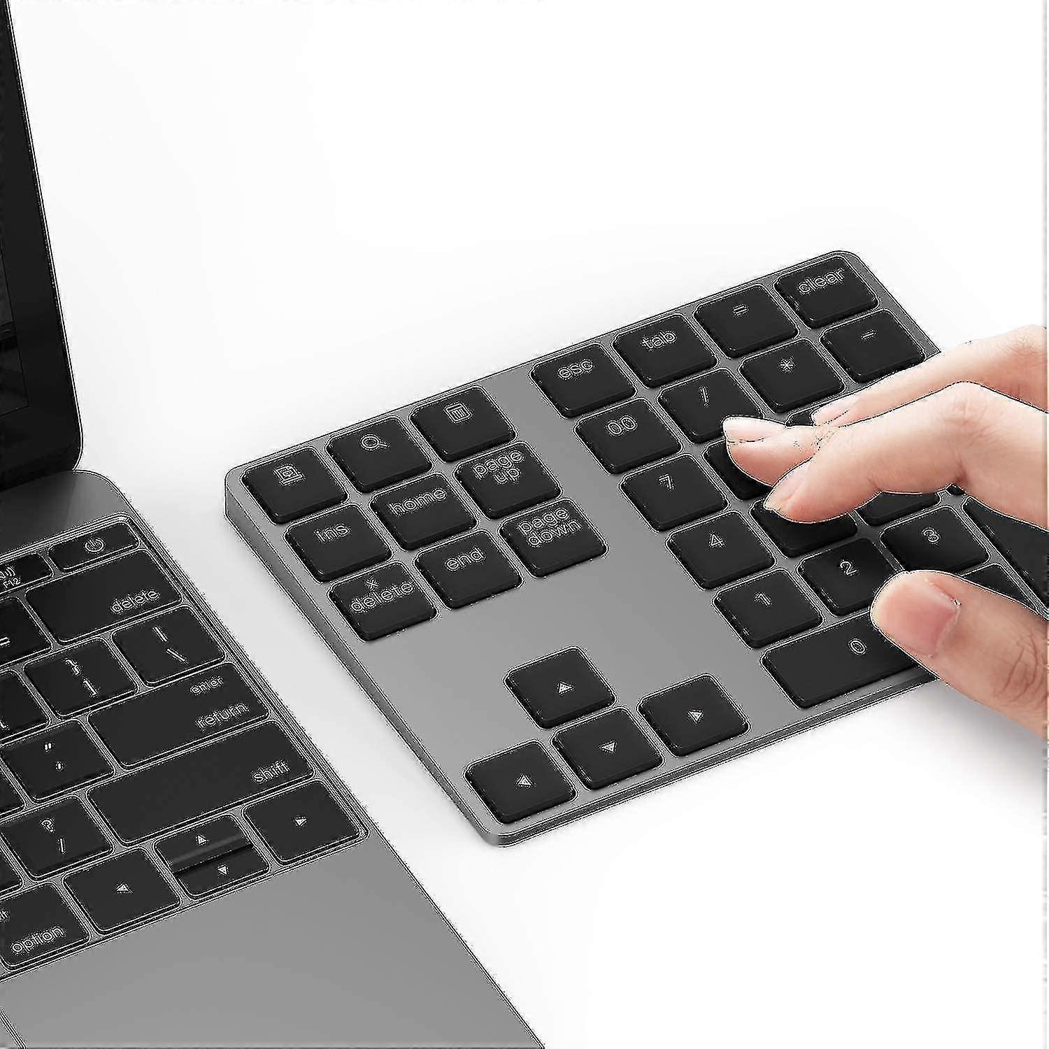 Bluetooth Numeric Keypad, Rechargeable Aluminum 34-key Number Pad Slim External Numpad Keyboard Data Entry