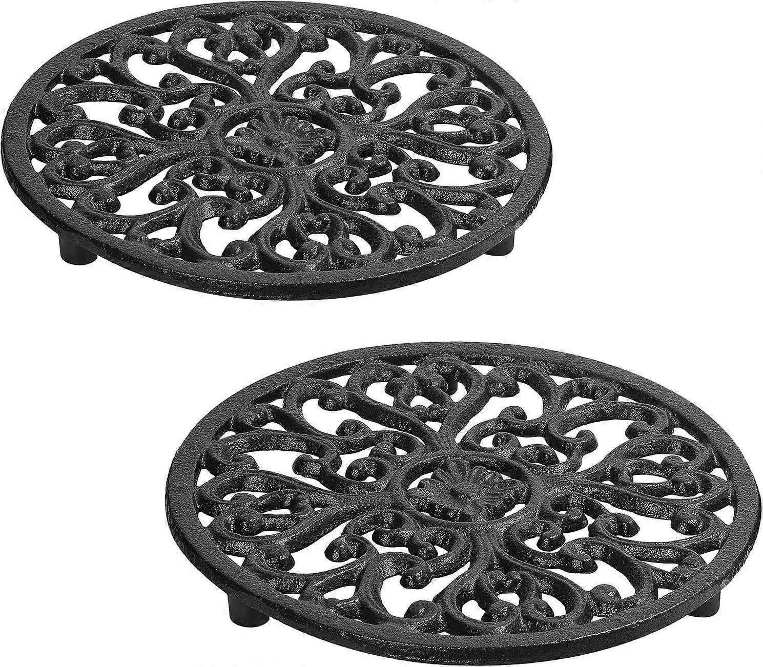 Sottopentola in ghisa per pentole calde da tavolo da cucina, sottopentola in metallo resistente al calore con piedini in gomma, 17,1 cm, 2 pezzi