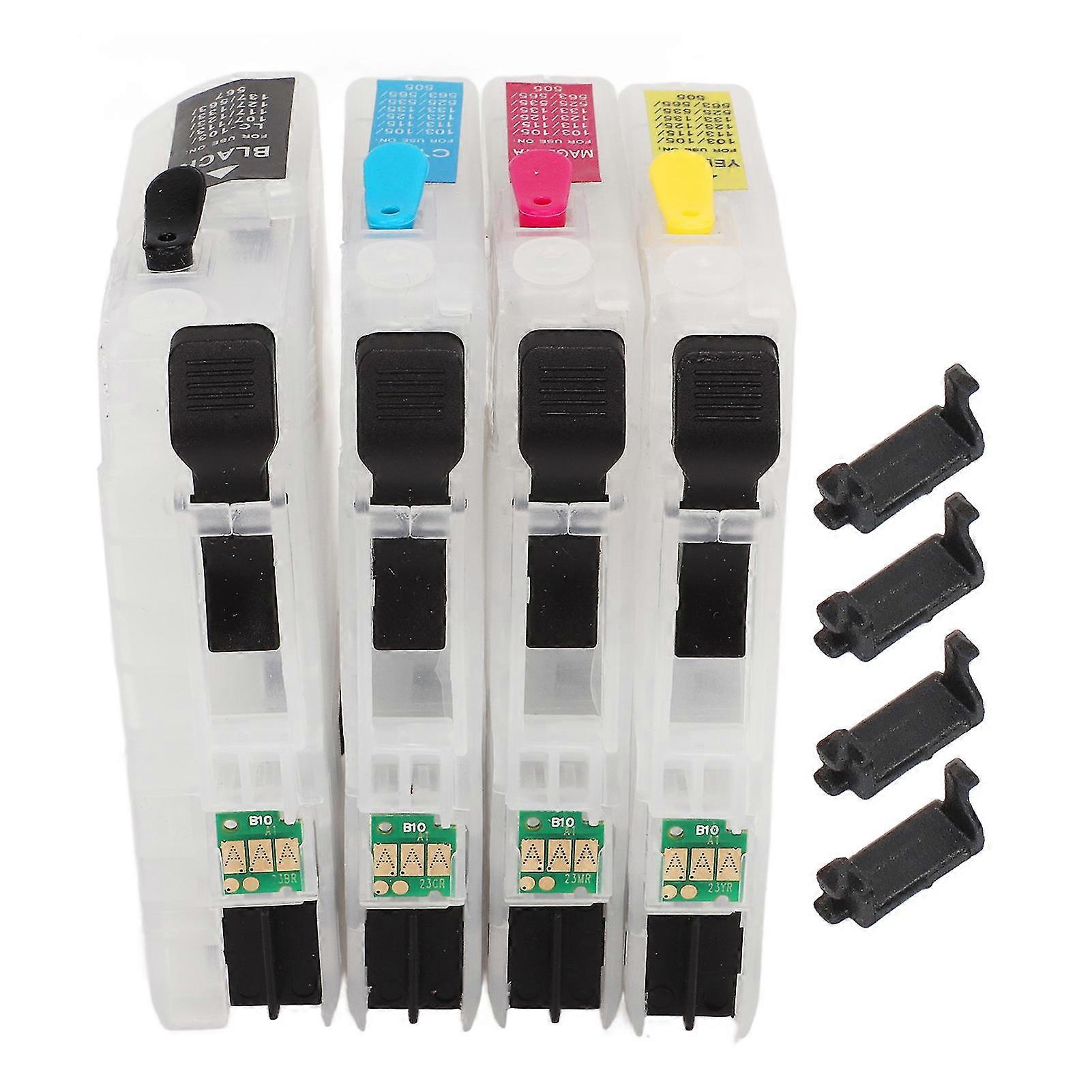 Refillable Ink Cartridges for LC663 Inkjet Printer - 4 Colors, Compatible and Permanent Chip