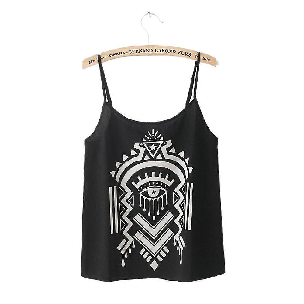 Tiger Head Geometric Pattern Printing Chiffon Suspender Sun-top Vest