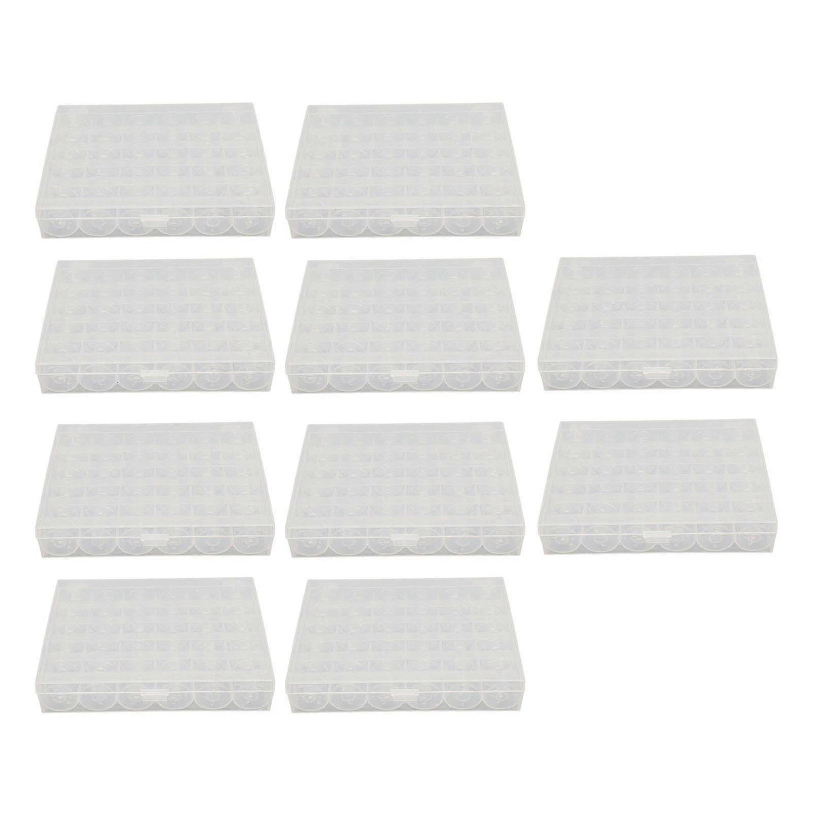 Clear Plastic Bobbins with Case for Sewing Machine - 10 Sets, 36 Compartments