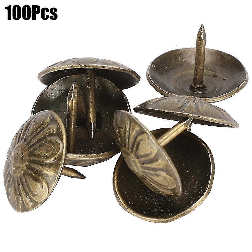 100Pcs Vintage Chrysanthemum Pattern Bubble Nail Upholstery Sofa Decoration - 16 x 13mm