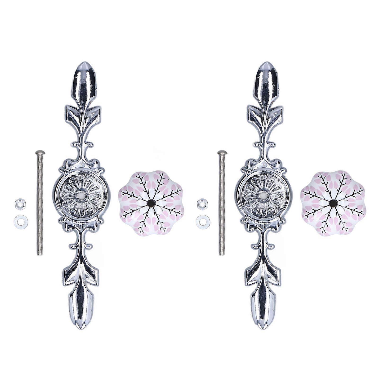2pcs/set Ceramic Cabinet Handle Modern Simple Style Hand Painted Ceramic Cabinet Knobs1061D Flower Pattern