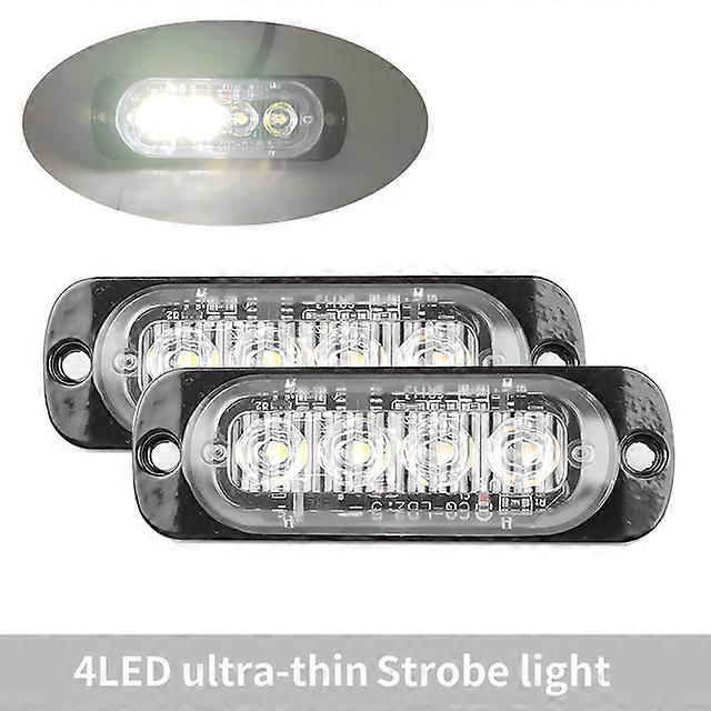 2Pcs 4LED Car Strobe Warning Light Grill Flashing Breakdown Emergency Light Car Truck Trailer Beacon Lamp LED Side Light For Car