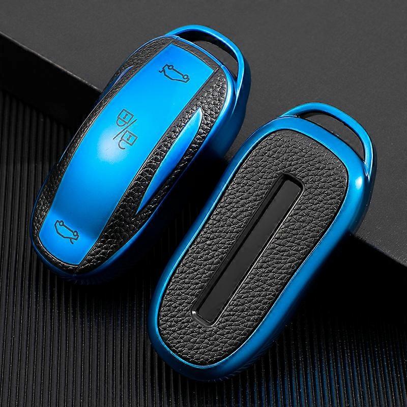 TPU Leahter Car Remote Smart Key Cover Case Bag Shell Holder Fob nøkkelring for Tesla Model S Model 3 Y Model X tilbehør