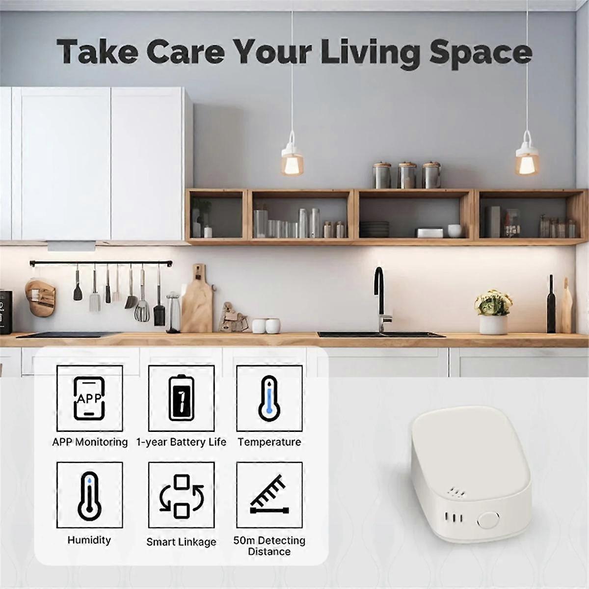 Tuya Zigbee Smart Temperature Humidity Sensor Indoor Hygrometer APP Monitoring Works for Alexa Home Battery Powered