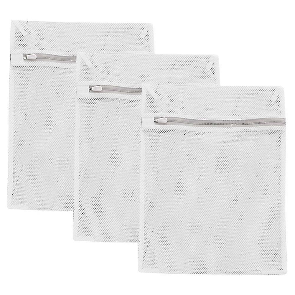 3pcs Cleaning Home Mesh Laundry Bag For Clothes With Zipper Closure Fine Net