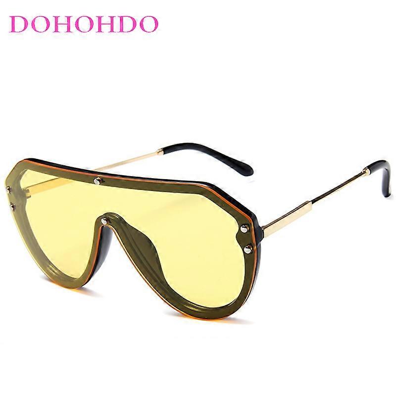 2023 Nova Moda Oversized One Piece Óculos de Sol Adulto Marca Designer Vintage Rivet Square Óculos de Sol Big Frame Adult Shades
