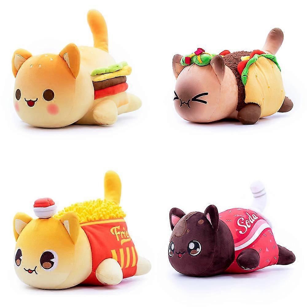 Meow Meows plyschdocka cola pommes frites Hamburgare Katt Aphmau Plysch Sovkudde
