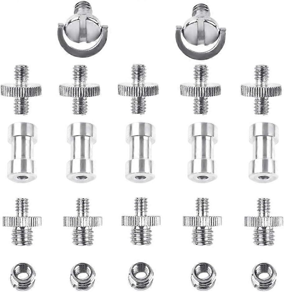 ברגי חצובה 22pcs מתאם ברגי מצלמה, 1/4 אינץ 'ו 3/8 אינץ 'ממיר ברגים מושחלים