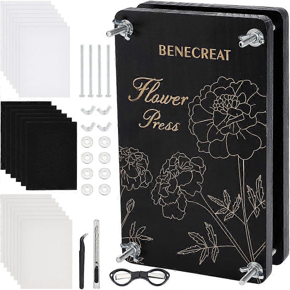 Rectangle Flower Press Kits with Bloting Paper Set Coconut Brown 249x150x16mm Hole: 8mm