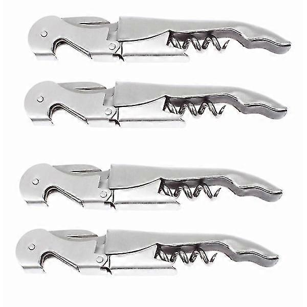 4パックコルク抜き/ワインオープナー:ステンレス製タツノオトシゴナイフ、ワインとビール用の多機能ボトルオープナー