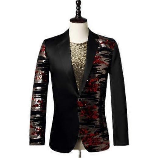 Men Stylish Two Color Conversion Shiny Sequins Blazer Suit Jacket
