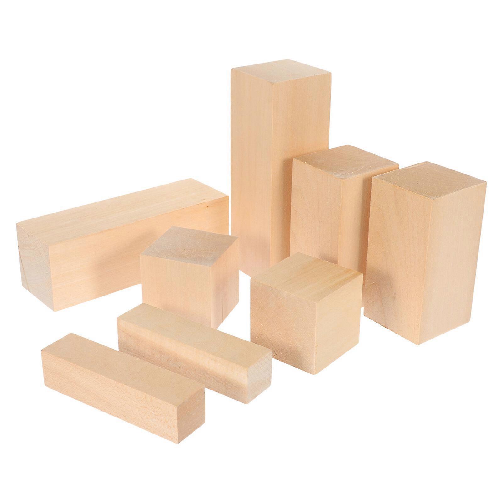 8Pcs Wood Carving Blocks Whittling Wood Blocks Wood Carving Kit Wooden Block for Wood Carving