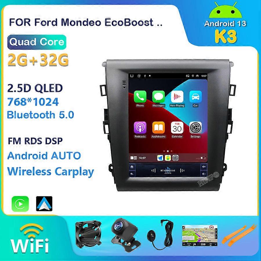 Android Tesla Style Car GPS Navigation For Ford Mondeo EcoBoost Auto Radio Stereo Multimedia Player With Bluetooth WiFi Mirror