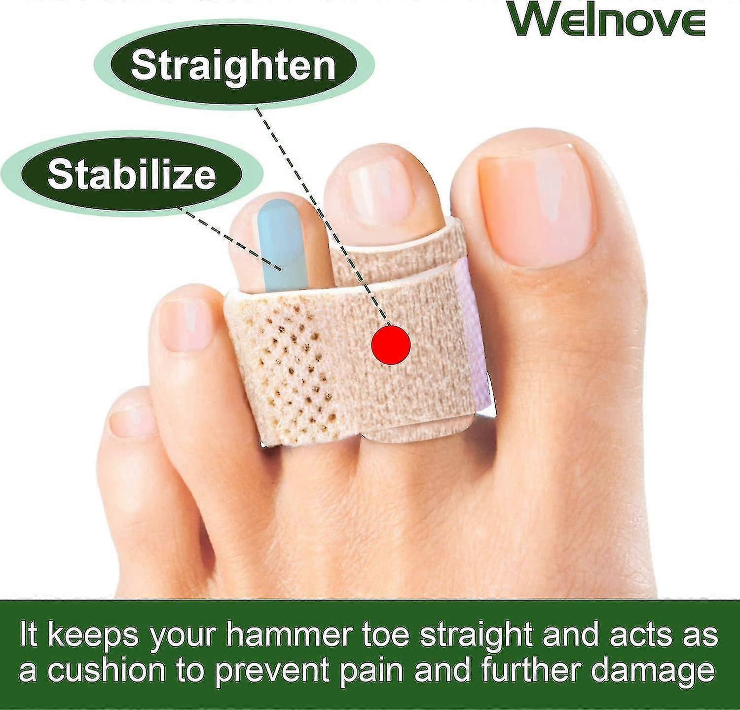 6-pack Of Hammer Toe Straighteners For Straightening Hammer Toes, Broken Toes, Crooked Toes And Overlapping Toes