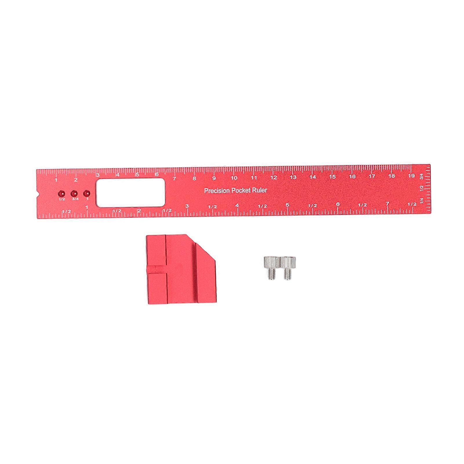 TICFOX Woodworking Ruler 8 Inch Aluminum Alloy Scribing Measuring Tool with Positioning Sliding Block