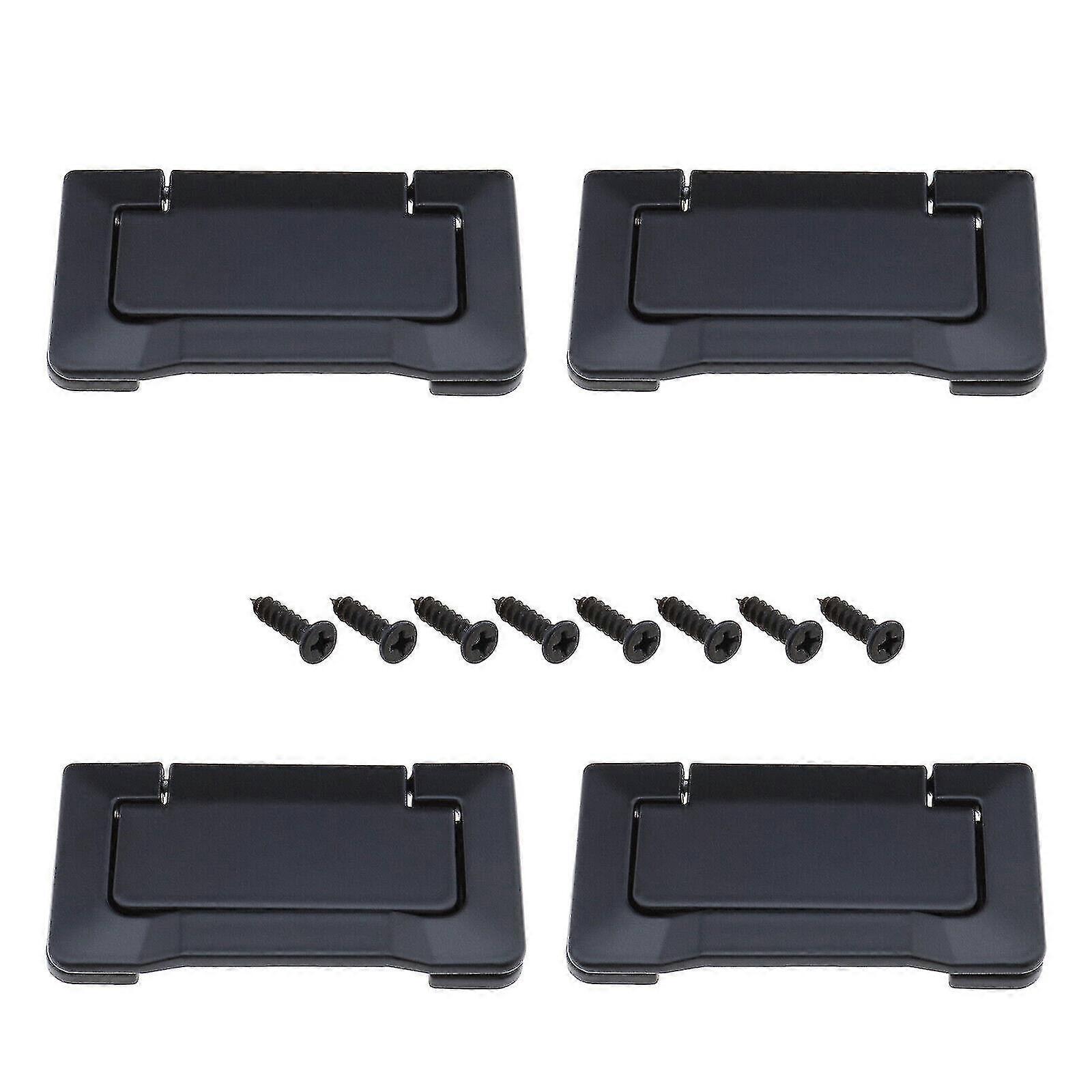 Drawer Pull Handles Flush Ring Pulls Hidden Knob Cabinet Decoration (black)(4pcs)