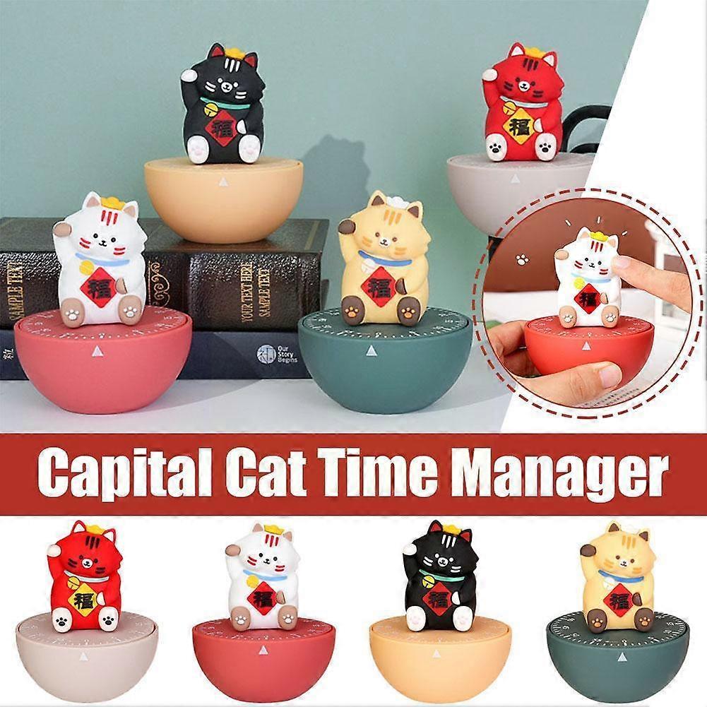 4 Color Cartoon Animal Lucky Cat Shape 60 Minute Timer Tools - Convenient Helper for Cooking and Baking - Easy-to-use Kitchen Timer