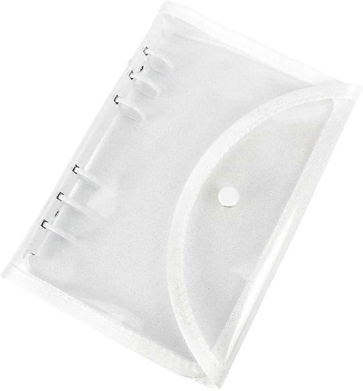 Binder Cover Clear Glitter Soft PVC Binders Folder White Refillable 6-Ring Binder Envelopes Binder Cover with Snap Butto A6 White