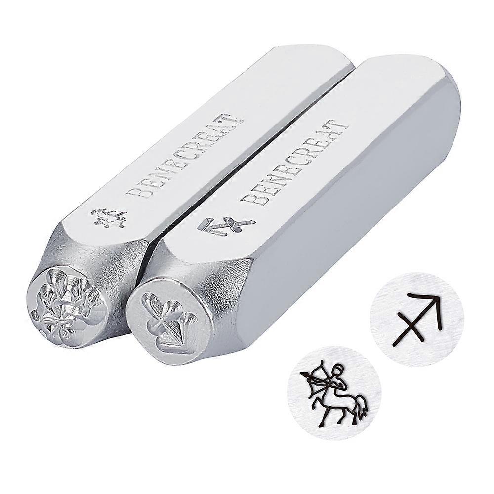 DIY 1Set Iron Seal Stamps Stamping Tools for Leather Craft Sagittarius 65.5x10mm 2 patterns 1pc/pattern 2pcs DIY