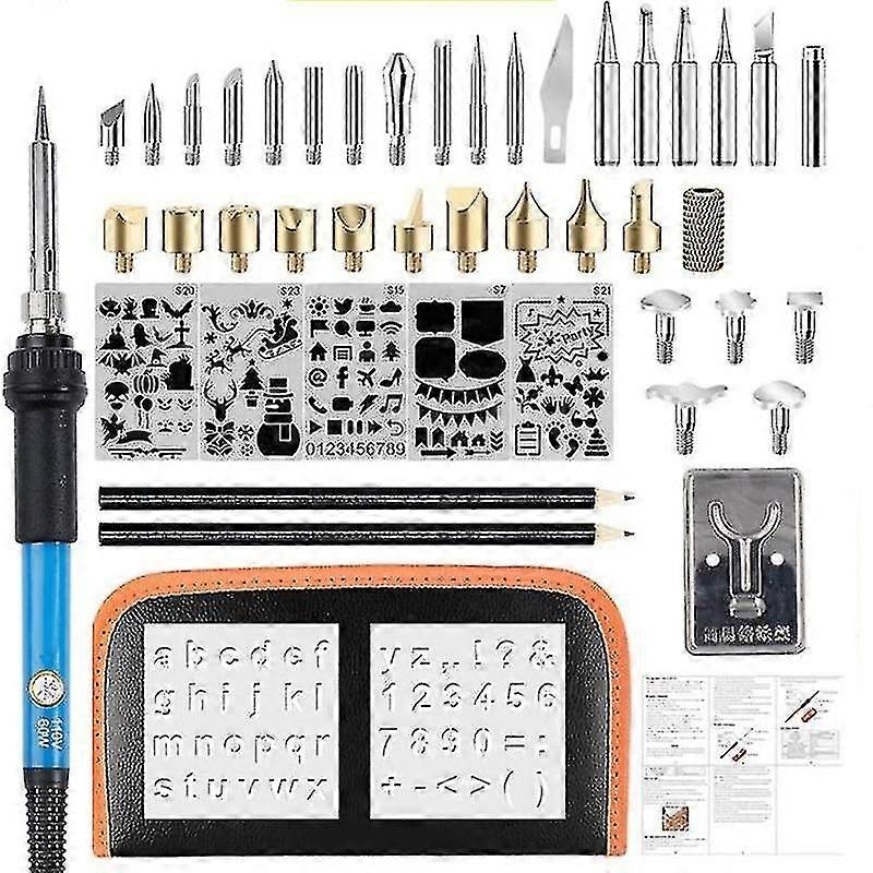 soldering iron pyrography electric tips wood burning carving 46pcs