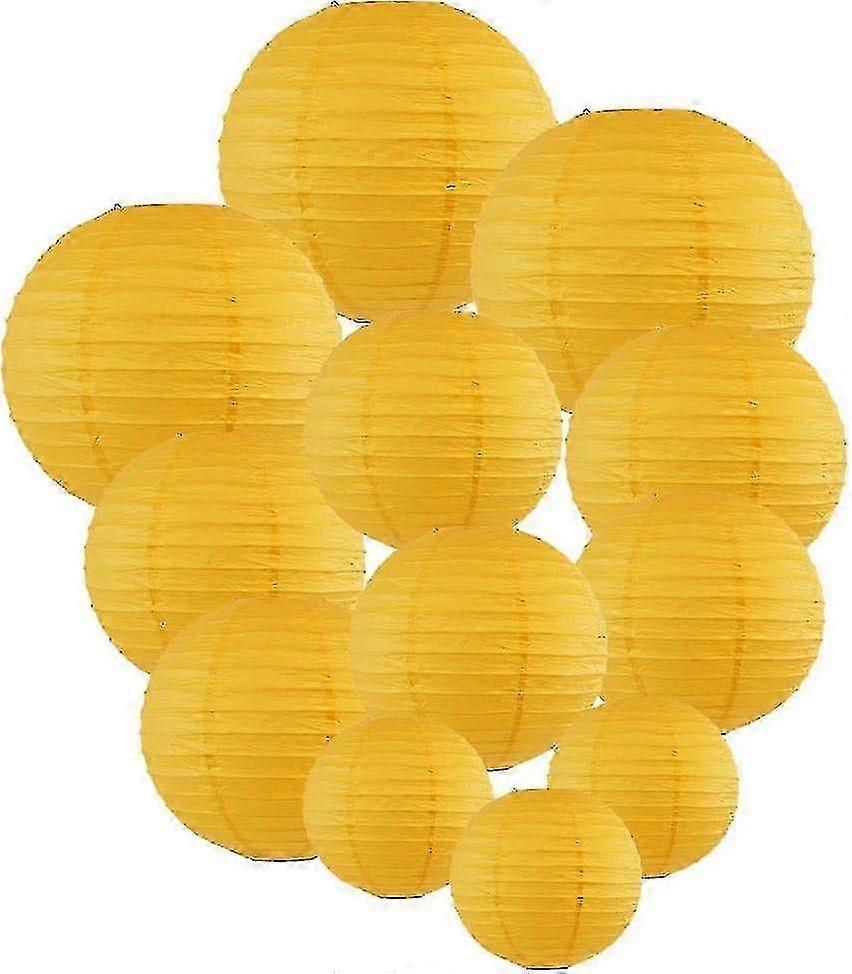 12 Pcs Paper Lanterns Multicolor Decorative Round Paper Lanterns For Festival Party Anniversary With 4 Sizes - JA