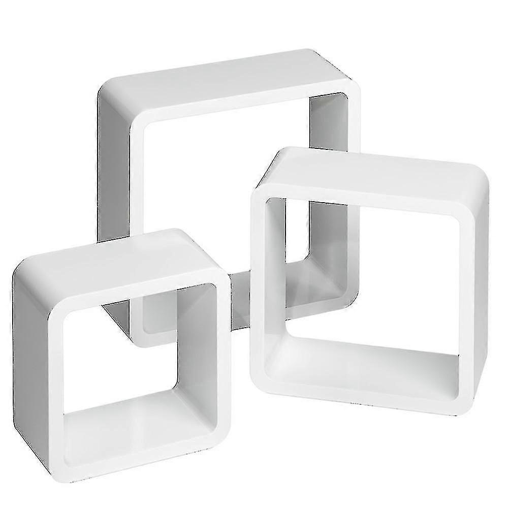 3 Floating Shelves Lena - White, Mdf Wood