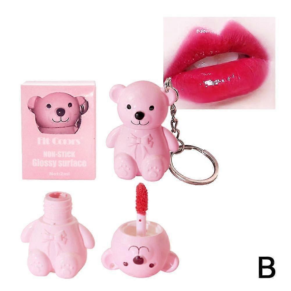 Bear Liquid Lipstick, Key Chain Glossy Lipgloss Red