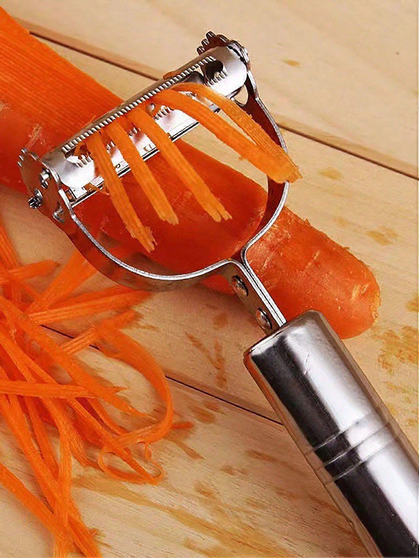 1pc Stainless Steel Smiling Face Peeler & Slicer, Multi-Functional Vegetable Peeler & Julienne Slicer For Home Use