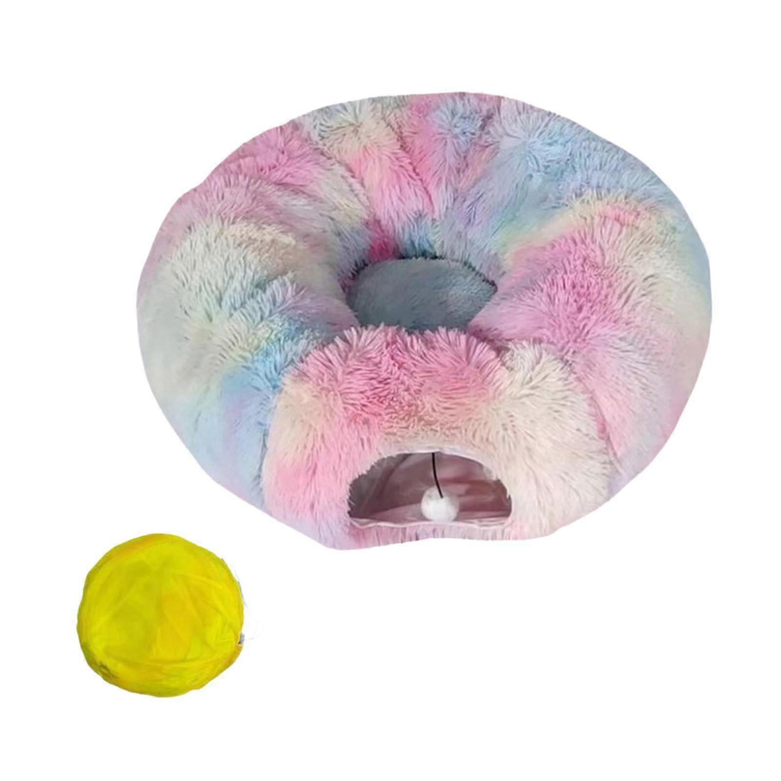 Cat Tunnel Bed with Playing Ball Toy Interactive for Kitten Play Indoor Cats